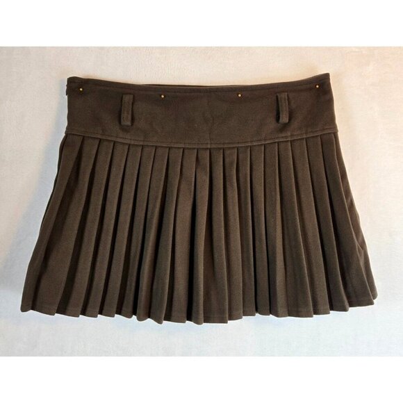 Cider Dresses & Skirts - Brown Pleated Mini Faux Wool Skort Cider L Tennis Skirt Career Campus Kilt NWT